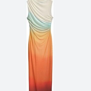 NWT Commense Sleeveless Gradient Mesh Backless Maxi Dress